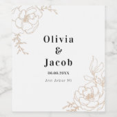Golden Blossom Floral Wedding Design Wijn Etiket (Enkel label)