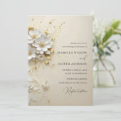 Golden Blossom Wedding Invitation (Debout devant)