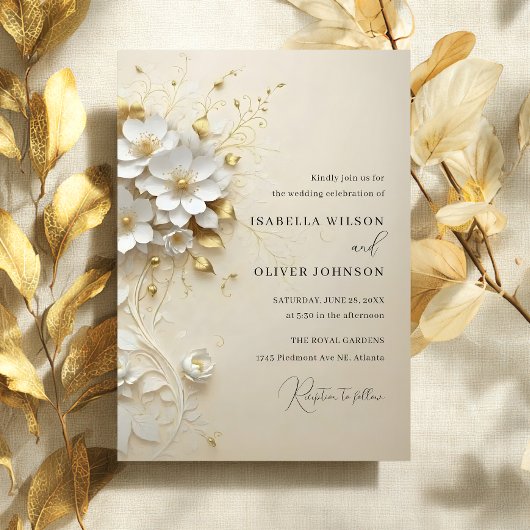Golden Blossom Wedding Invitation