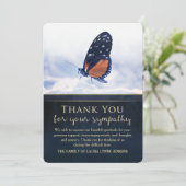 Golden Blue Butterfly Sympathie Hartelijk dank Bedankkaart (Staand voorkant)