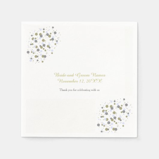 Golden Blue Confetti Stippen Servetten (Voorkant)