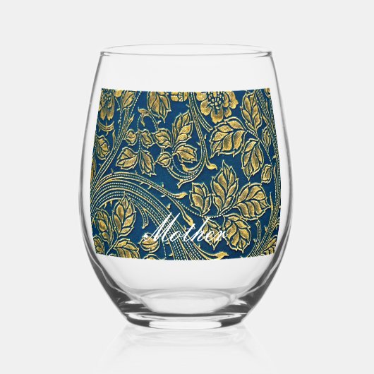 Golden Blue Elegance Drinkware Set Wijnglas Zonder Voet (Voorkant)