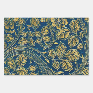 Golden Blue Elegance Inpakpapier Vel