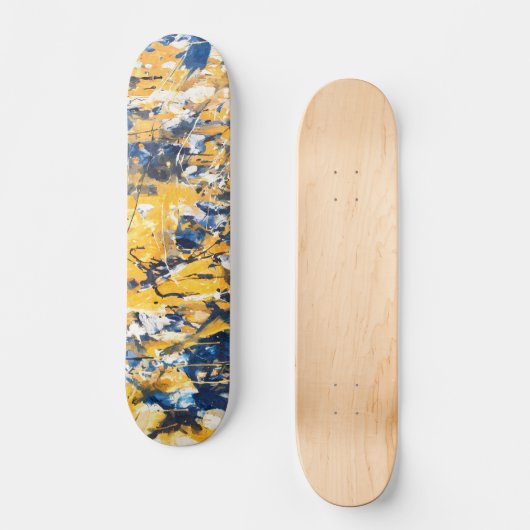 Golden Blue Floral Camo Skateboard (Recto)
