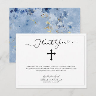 Golden Blue Floral Sympathy Erkenning Kaart