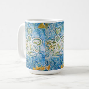 Golden Blue Guardian Angel Art Custom Coffee Cup Koffiemok