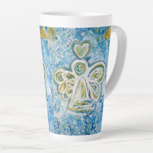 Golden Blue Guardian Angel Custom Latte Cup Mok