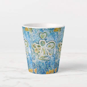 Golden Blue Guardian Angel Custom Latte Cup Mokken