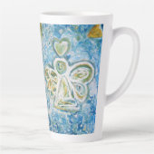Golden Blue Guardian Angel Custom Latte Cup Mug (Droite)