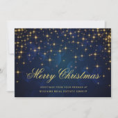 Golden Blue-kerststars Corporate Greeting Feestdagenkaart (Voorkant)