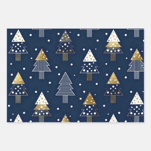 Golden Blue Pine Holiday Inpakpapier Vel (Voorkant 2)