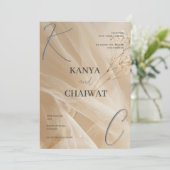Golden Blush Botanical Wedding Invitation (Debout devant)