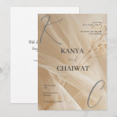 Golden Blush Botanical Wedding Invitation Feestdagenkaart (Voorkant / Achterkant)