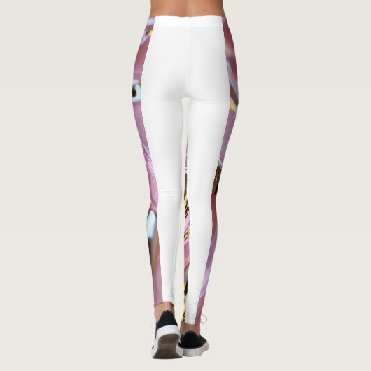 "Golden Blush : Léger Leggings rose avec Or Blanc (Dos)
