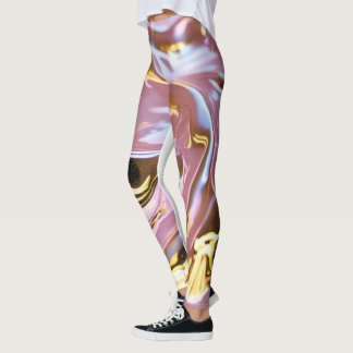"Golden Blush: Lichtroze Leggings met witgoud