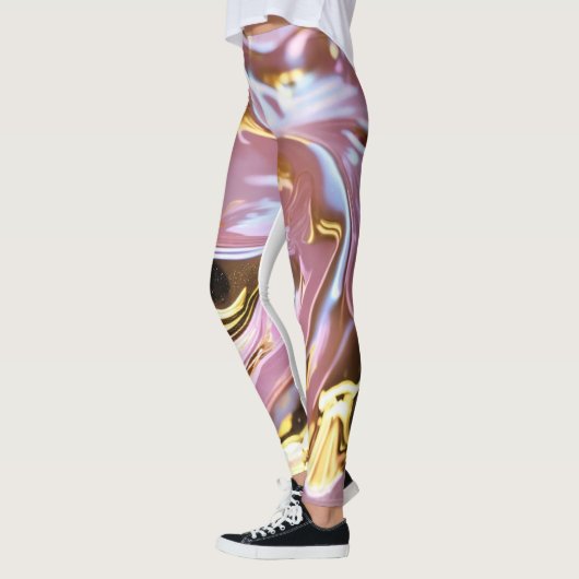 "Golden Blush: Lichtroze Leggings met witgoud (Links)