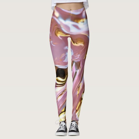 "Golden Blush: Lichtroze Leggings met witgoud (Voorkant)