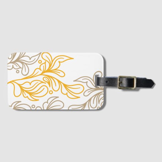 Golden Boho Leaf Design Bagagelabel (Voorkant (horizontaal))