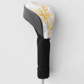 Golden Boho Leaf Design Golfheadcover (Schuin)