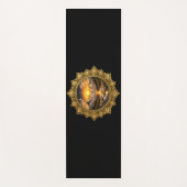Golden Boho Mandala Mountain Sunset Art | Black Yogamat (Voorkant)