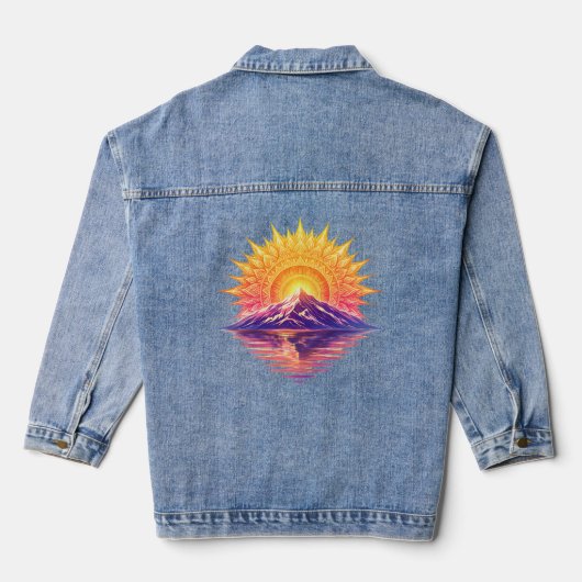 Golden Boho Mandala Sun Mountain Sunset Reflection (Verso)