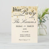 Golden Boho Minimalist Mosque Ramadan Iftar Party Kaart (Staand voorkant)