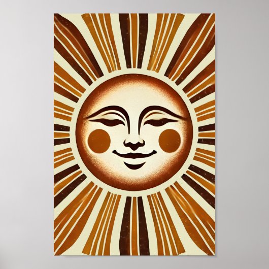 Golden Boho Sun Wall Art Print (Voorkant)