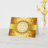 Golden Bokeh 50th Anniversary Kaart (Gele Bloem)