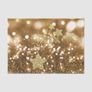 Golden Bokeh Faux Glitter & Stars Tissuepapier