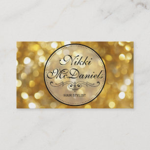 Golden Bokeh Haarstylist Business Card-sjablonen Visitekaartje