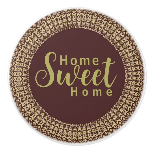 Golden Border Arabesques Bloemenelementen op Keramische Knop (Voorkant)