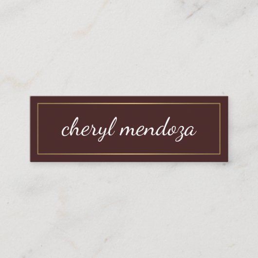 Golden Border Cursive Text Mini Visitekaartje (Voorkant)