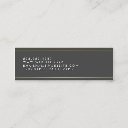 Golden Border Cursive Text Mini Visitekaartje (Achterkant)