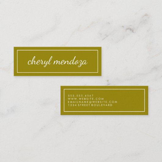 Golden Border Cursive Text Mini Visitekaartje (Voorkant / Achterkant)