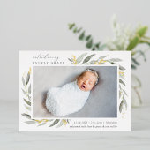 Golden Botanical | Faire-part de naissance en feui (Debout devant)