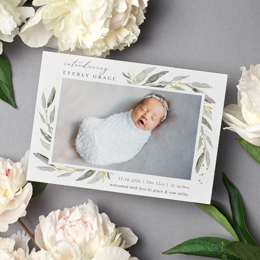 Golden Botanical | Faire-part de naissance en feui