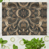 Golden Botanical Flow Elegant Theedoek (Gevouwen)