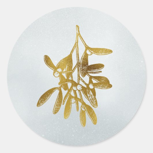 Golden Botanical Holiday Mistletoe Ronde Sticker (Voorkant)