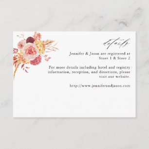 Golden Bourgondië & Blush Roze Bloemen Details 2LG Informatiekaartje