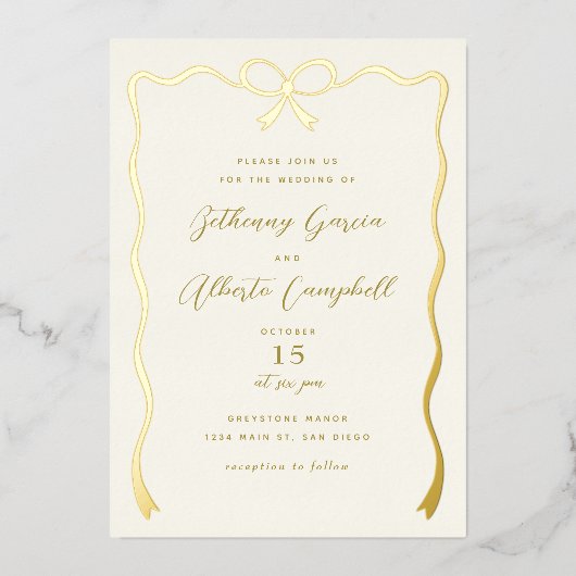 Golden Bow Folie uitnodiging