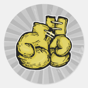 golden boxing handschoenen grafisch ronde sticker
