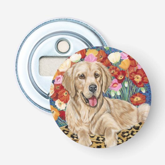 Golden Boy Retriever Button Flesopener (Voorkant)