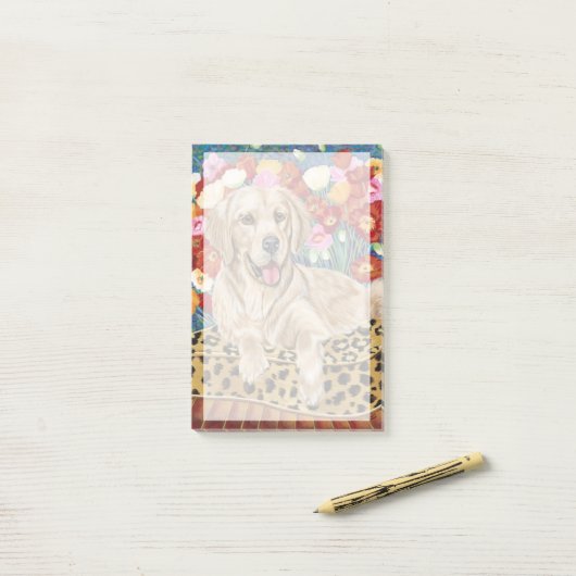 Golden Boy Retriever Post-it® Notes (Op bureau)
