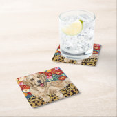 Golden Boy Retriever Vierkante Kartonnen Onderzetter (Insitu)