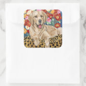 Golden Boy Retriever Vierkante Sticker (Tas)