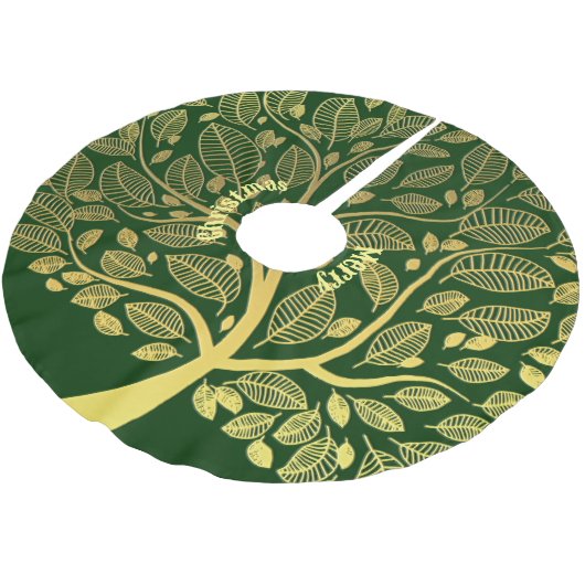 Golden Branch Greenery Foliage Merry Kerstmis Kerstboom Rok (Gekanteld)