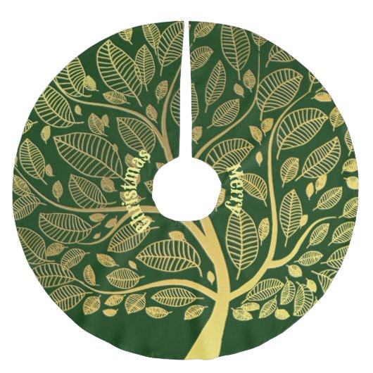 Golden Branch Greenery Foliage Merry Kerstmis Kerstboom Rok (Voorkant)