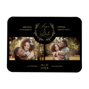 Golden Branches Elegant 2 Custom Photos Wedding Magneet