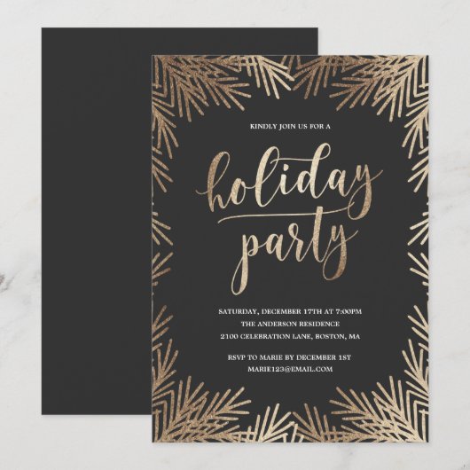 Golden Branches Fête Invitation (Devant / Derrière)