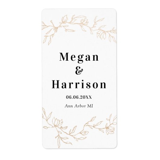 Golden Branches Wedding Design Etiket (Voorkant)
